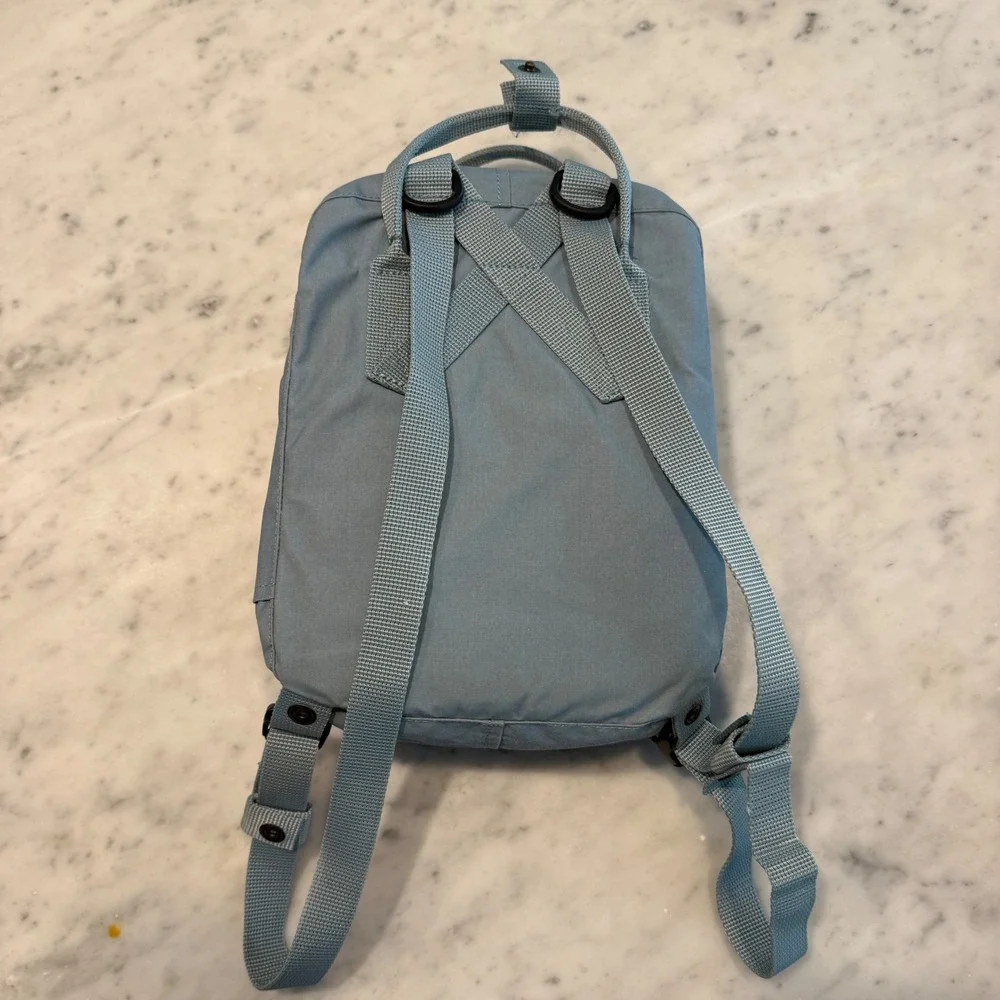 Fjallraven Kanken‎ Mini Backpack Blue Vinylon F Adjustable Straps Small Bag